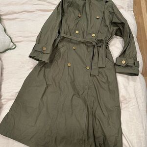 Olive Green Trench Coat with Belt